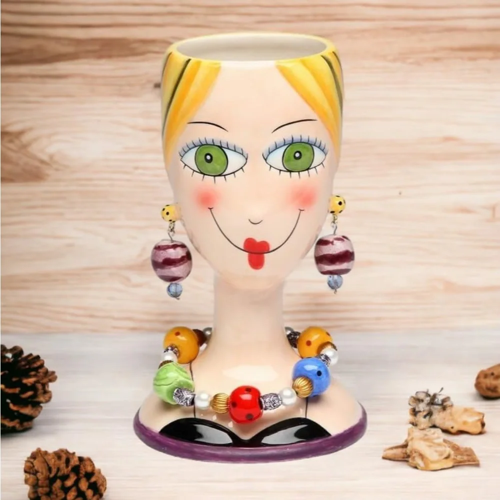 Colorful Ceramic Face Makeup Brush Holder/Vase
